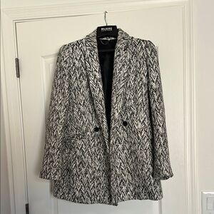 Banana Republic Black and White Herringbone Blazer